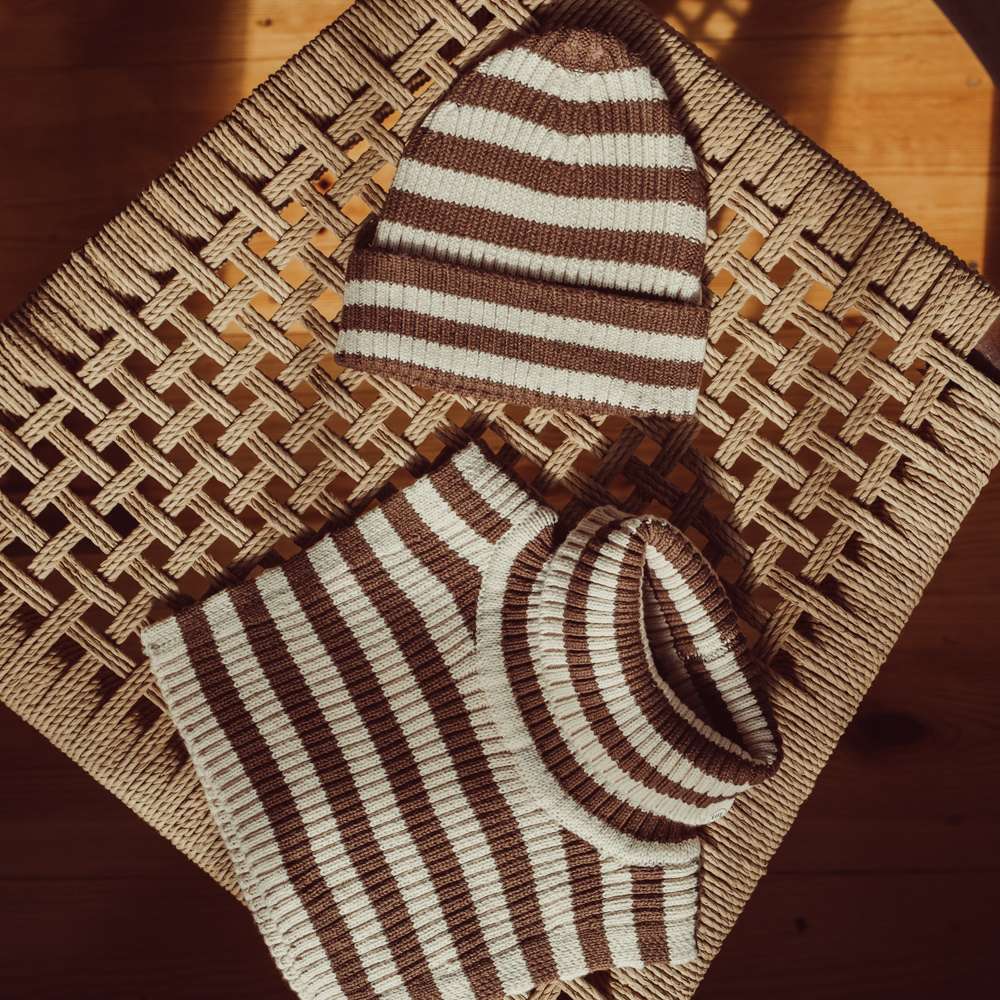 That's Mine Ivan neckwarmer - Brown stripe - 100% Organic cotton