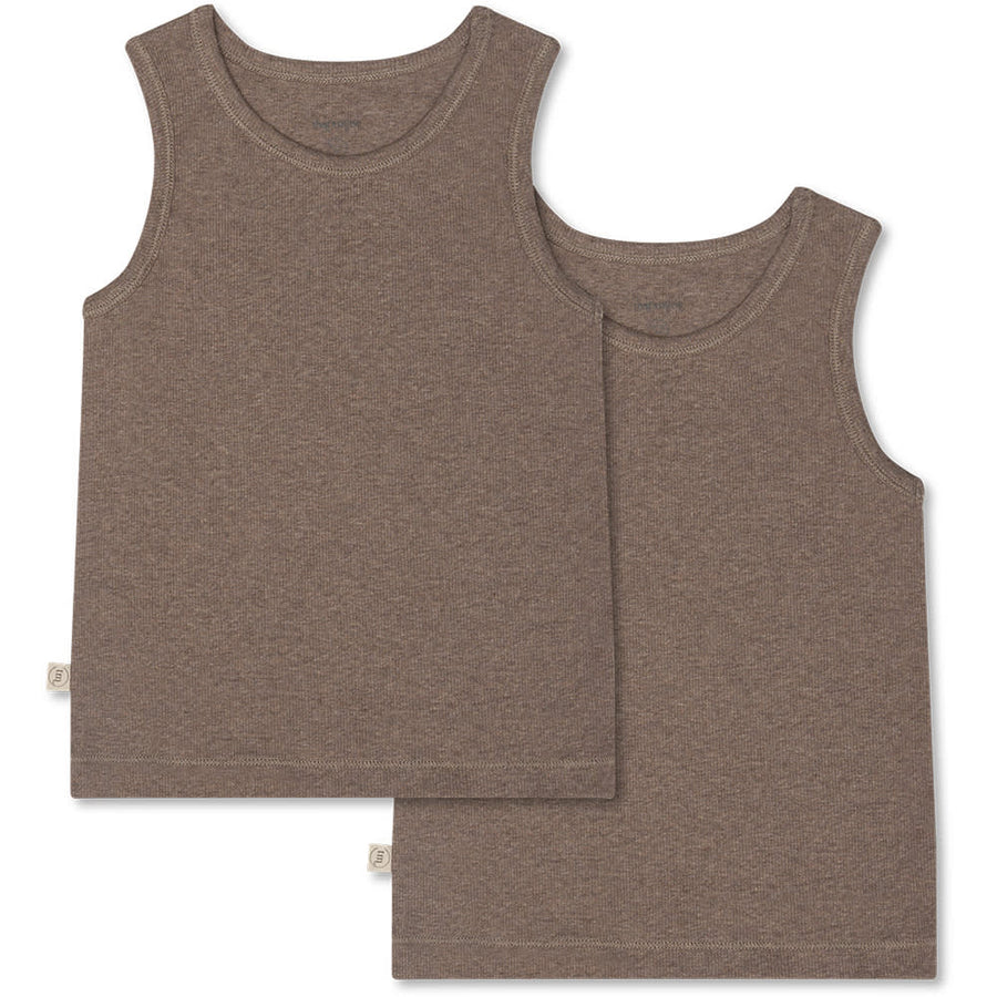 That's Mine Cuno tanktop 2-pak - Brown melange - 95% Organic cotton / 5% Elastane Buy Undertøj||Undertøj||Favoritter||personale||Drop 1 - Forår og sommer 2025||NOOS||ss25 noos here.