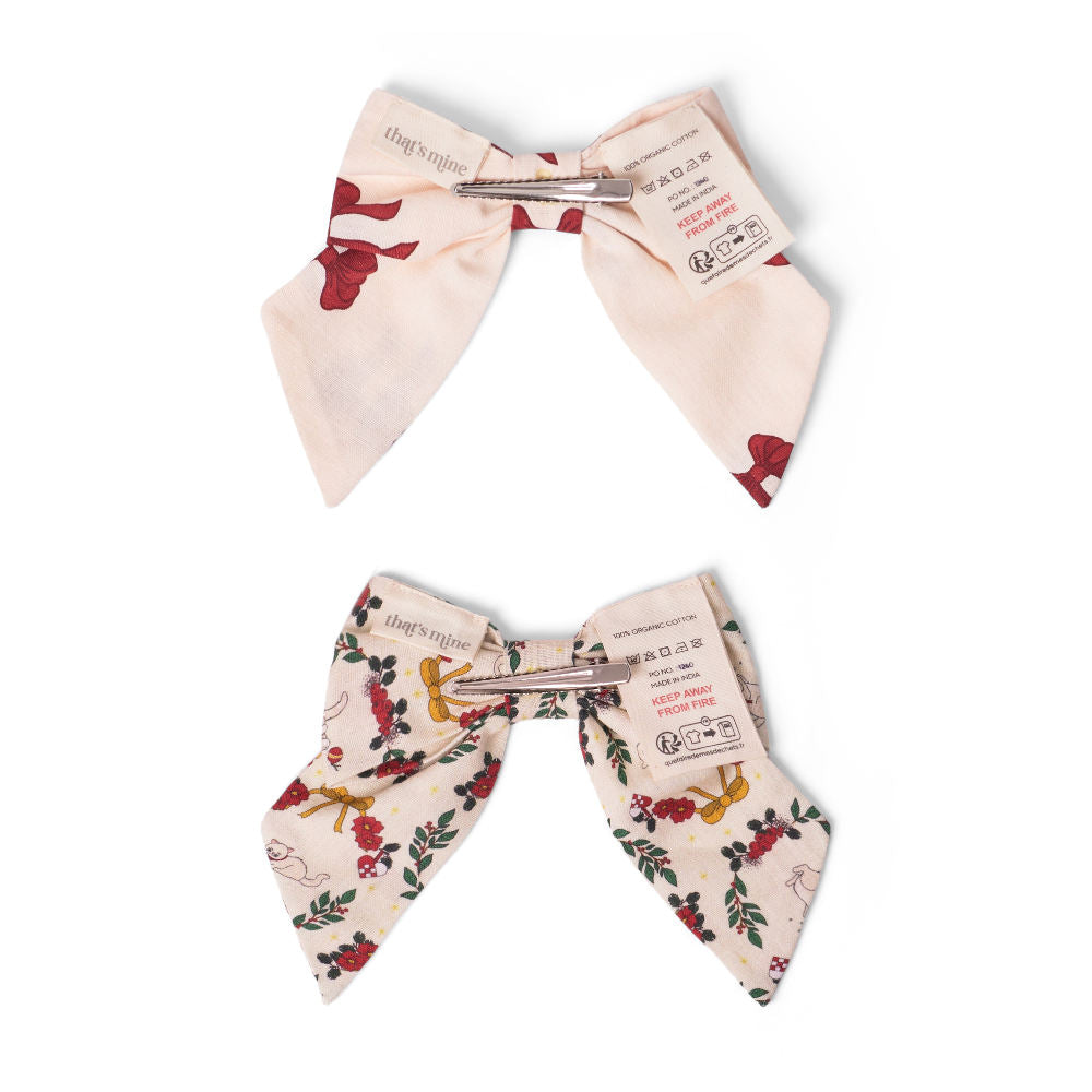Tori hair bow clips - 2 pack - Rouge boucle