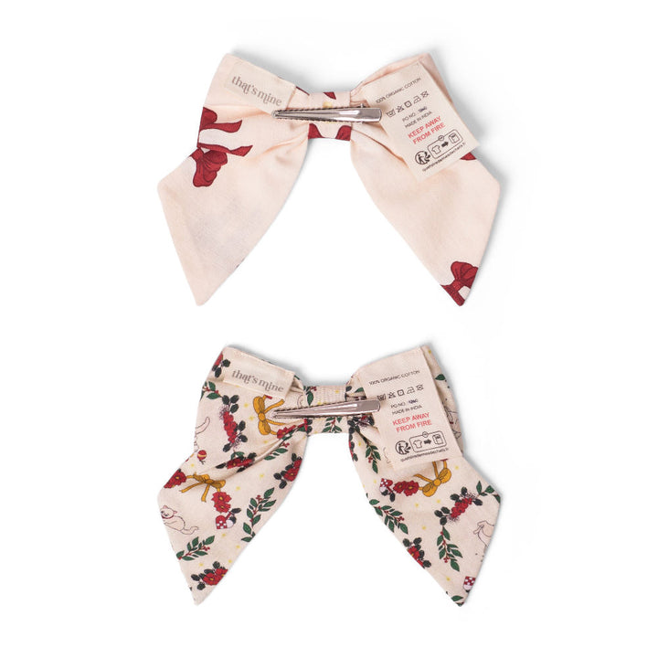 Tori hair bow clips - 2 pack - Rouge boucle