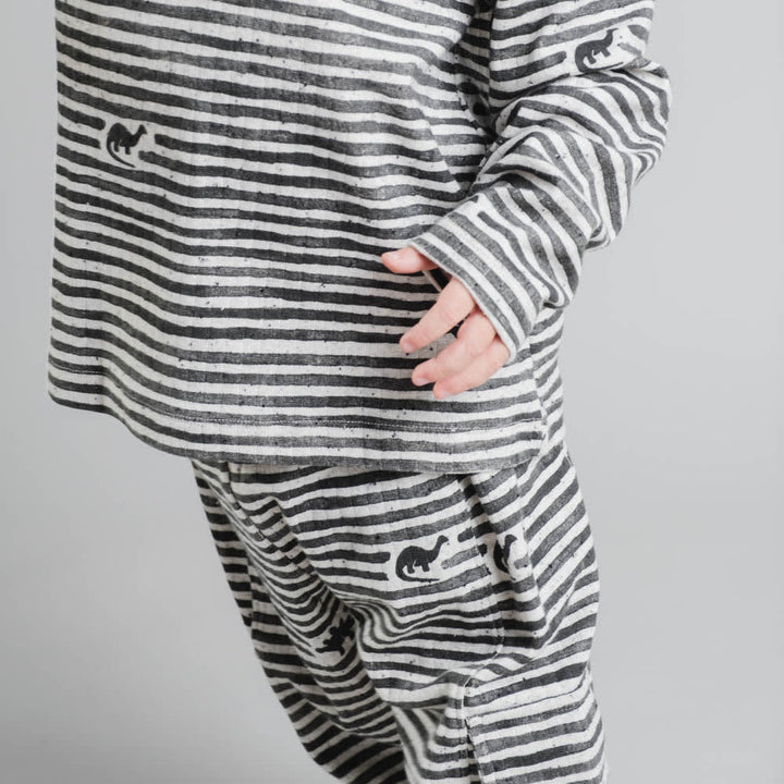 That's Mine Aksel t-shirt - Mono dino stripe - 95% Organic cotton, 5% Elastan Buy T-shirts||Overdele||Nyheder||personale||Efterår & vinter 2025||Dinosaurtøj & kostumer||Mono dino||drop 1 aw25||Jersey here.