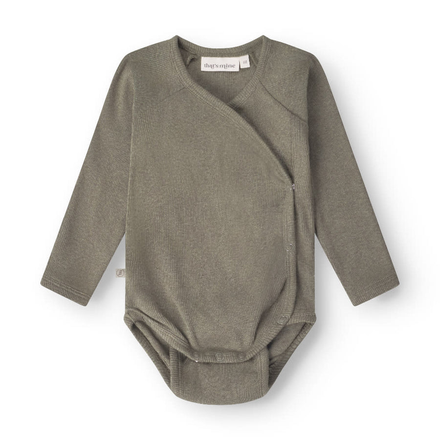 That's Mine Cala slå-om bodystocking - Green melange - 95% Organic cotton / 5% Elastane Buy Bodystockings||Undertøj||personale||Basics here.