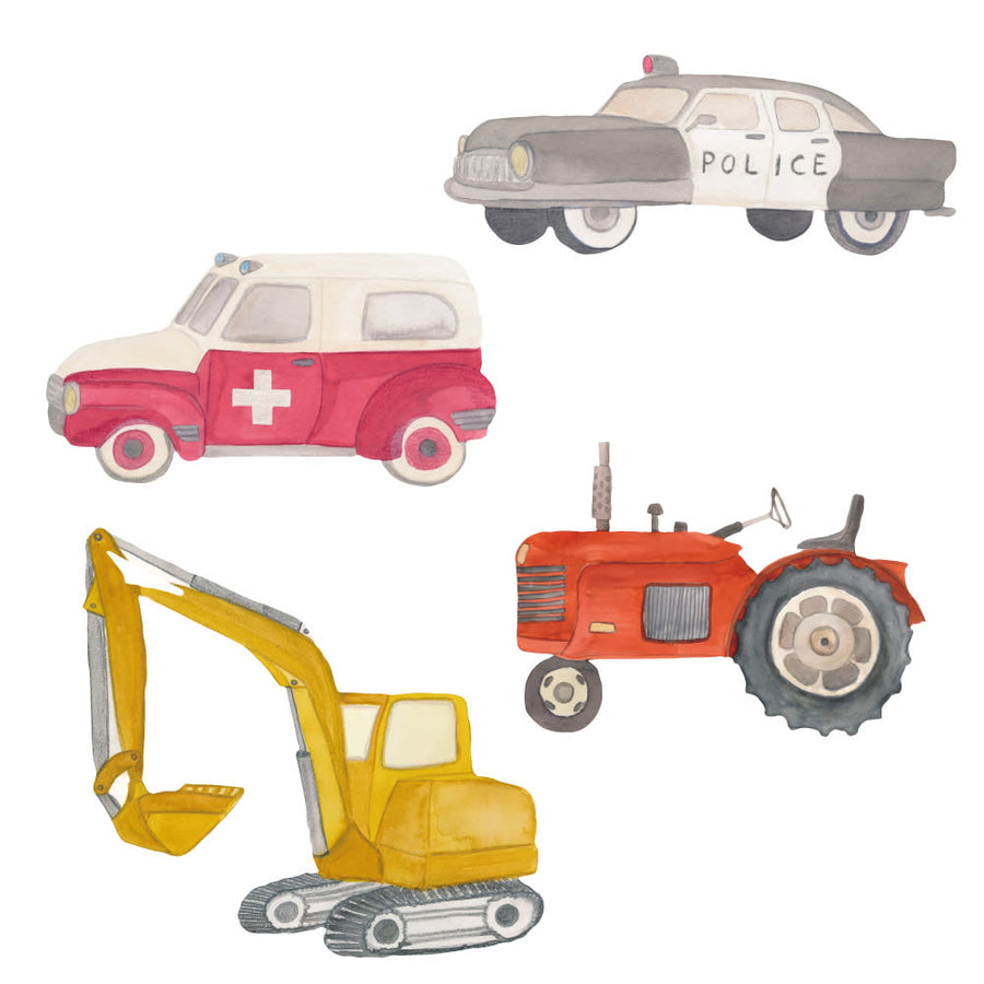 That's Mine Wallsticker heroes on wheels - Multi - 100% Textile foil Buy Bolig & udstyr||Børneværelset||Wallstickers||personale||NOOS here.